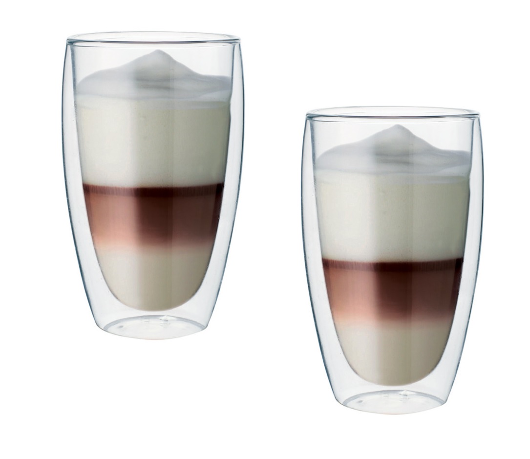 Dvoustěnný skleněný šálek na latte 380 ml 2ks - Pavina