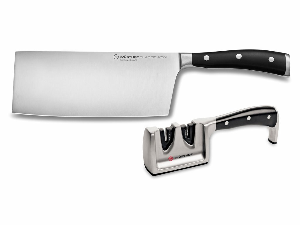 Fotografie Čínský kuchařský nůž CLASSIC IKON 18 cm a Brousek - Wüsthof Dreizack Solingen