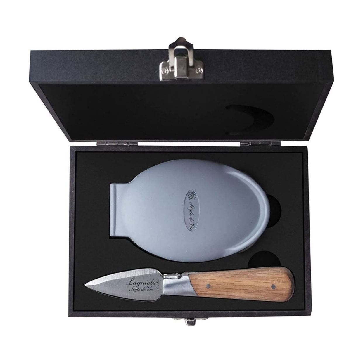 Fotografie Nůž a silikonový držák na ústřice LAGUIOLE LUXURY dubový - LAGUIOLE Style de Vie