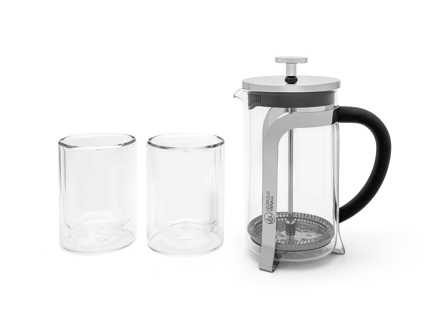 Presovač French Press Shiny 600 ml se 2 sklenicemi - LEOPOLD VIENNA